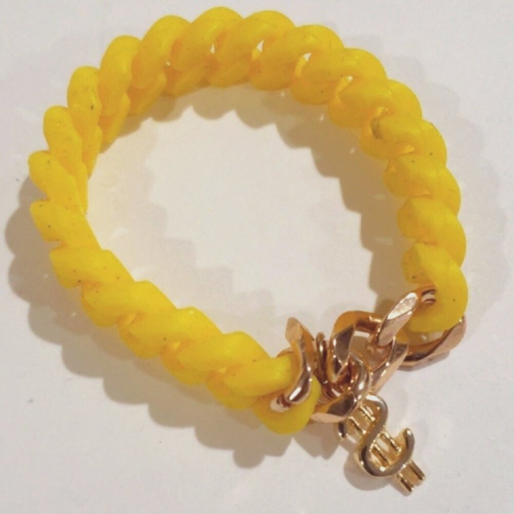 Yellow Braided Stretchy Bracelet Gold tone Accents - Stylish Women's Jewelry